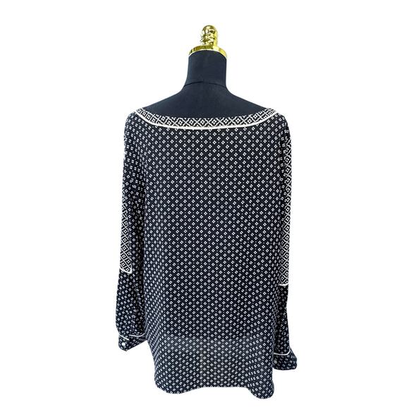 LOFT Boho Mixed Print Blouse XL | Geometric Medallion - Picture 3 of 8